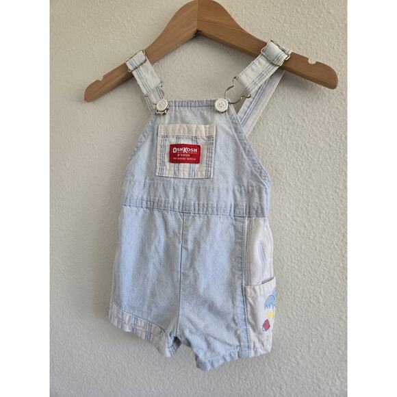 Infant Vintage Oshkosh Light Wash Beach Shortalls - Picture 2 of 5